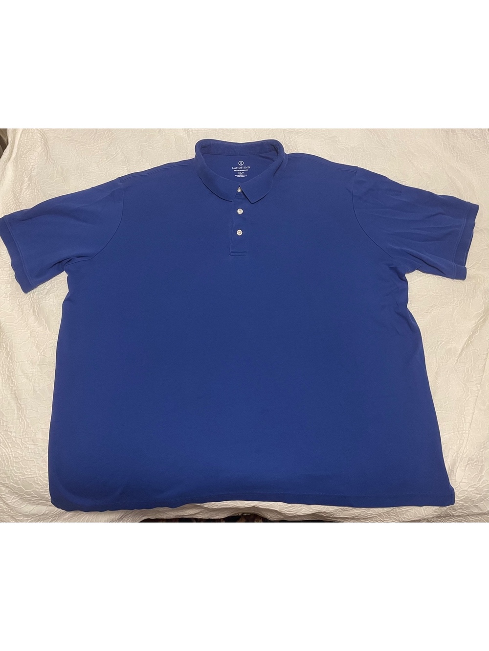 Lands' End Traditional Fit Polo Shirt XXLT Blue 100% Supima Cotton